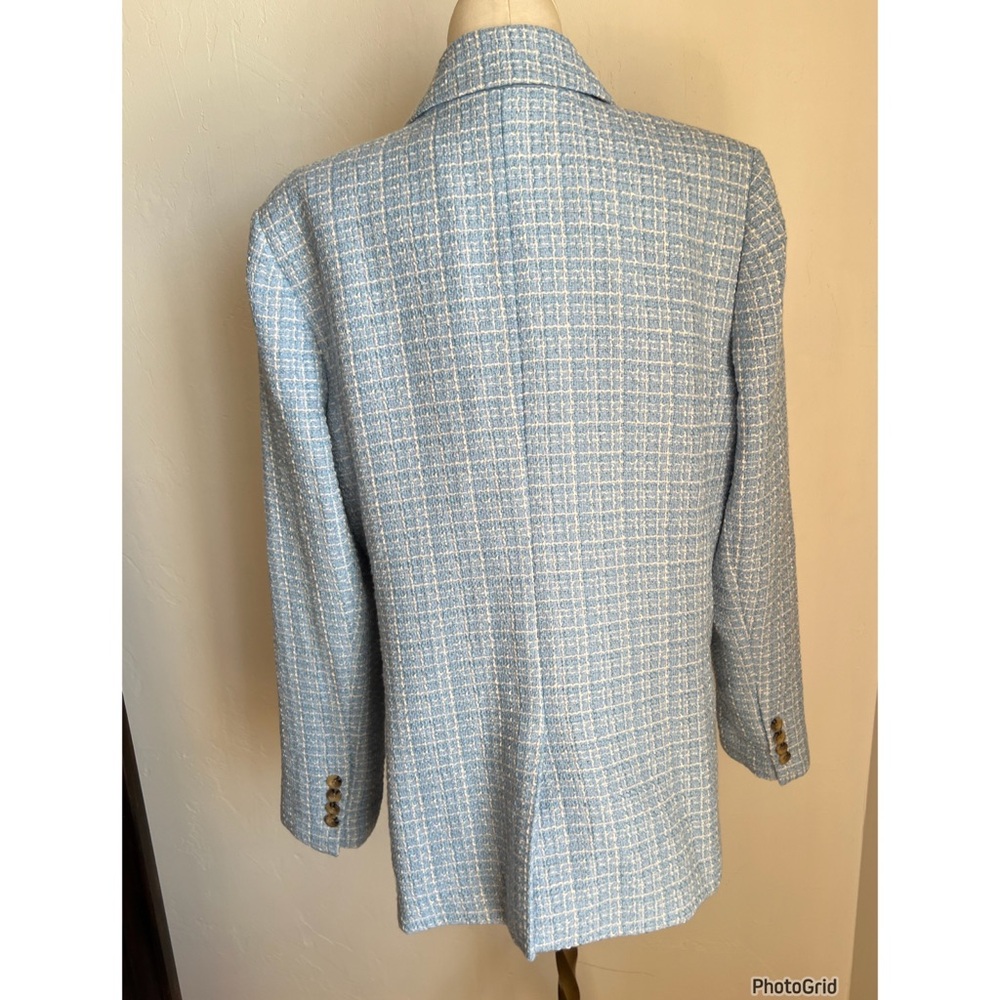 ANN TAYLOR BLUE WHITE TWEED THE GREENWICH BLAZER JACKET size 12 - Picture 4 of 7